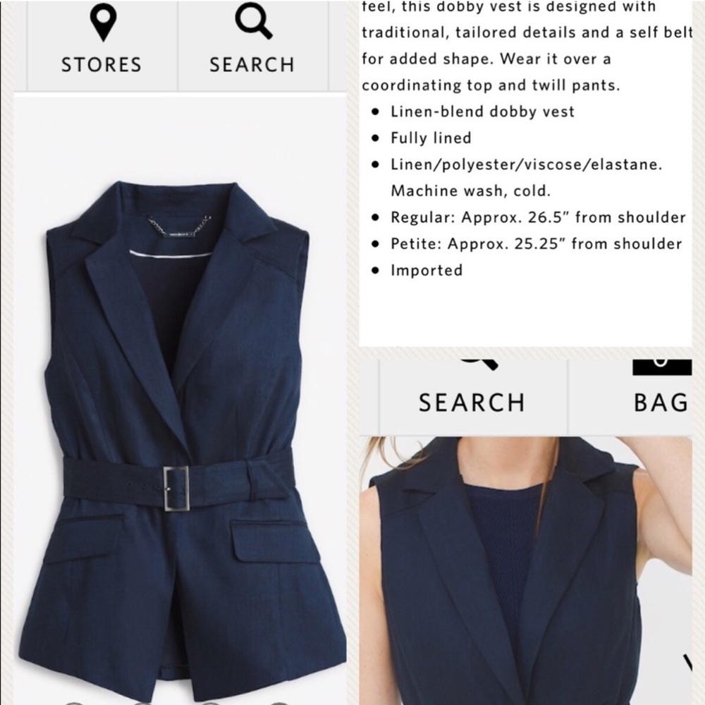 WHBM Blue Linen Blend Dobby Vest - NWoT - 10